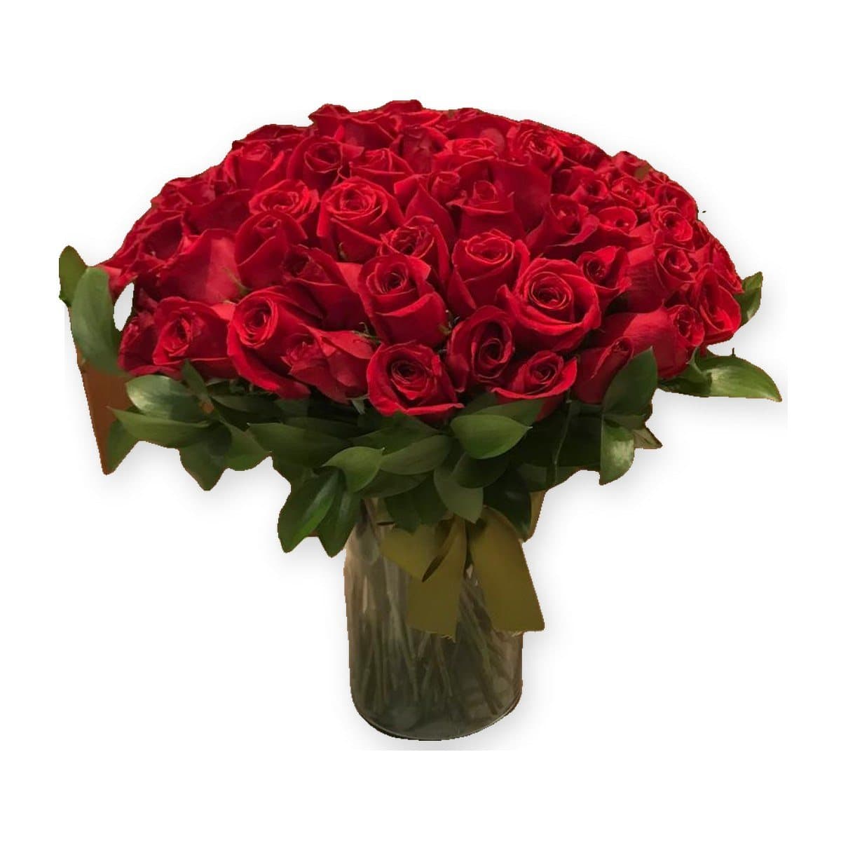 Rosas en Florero, Rojo, 100 rosas